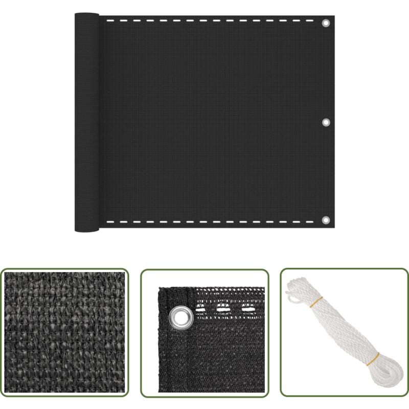 The Living Store Balkonsichtschutz HDPE 75x600 cm Anthrazit - Balkon Privacy Screen - HDPE Sichtschutz - Winddurchlässiger Sichtschutz - Wetterfest