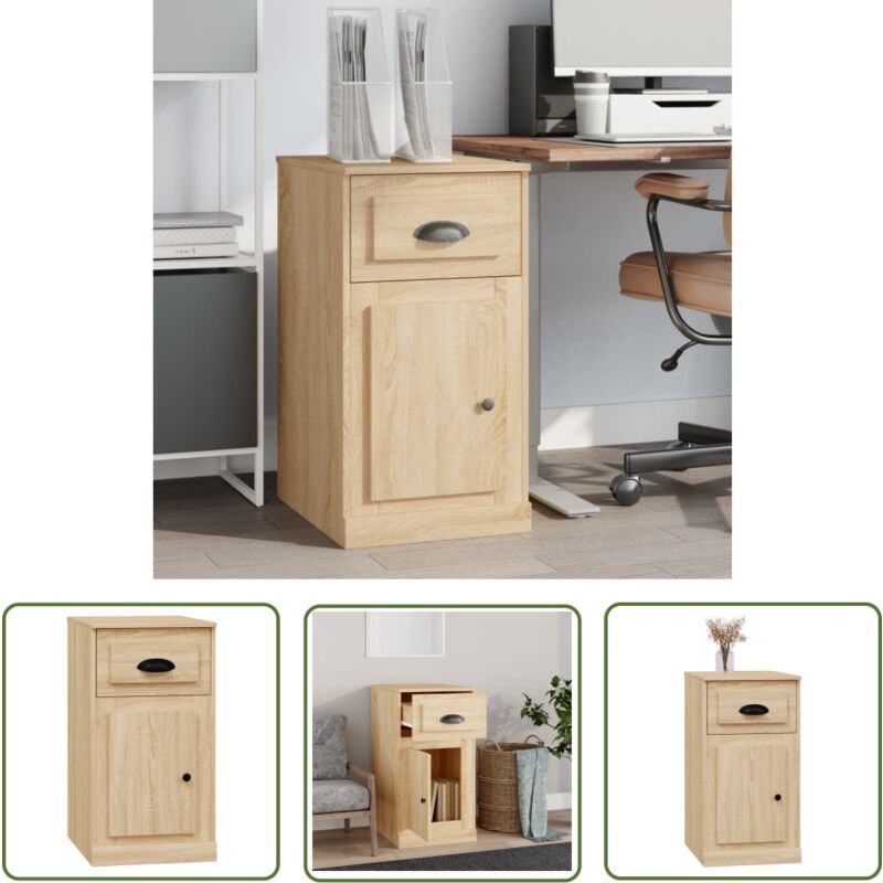 Beistellschrank mit Schublade Sonoma-Eiche 40x50x75 cm - Schreibtisch - Wohnzimmermöbel - Kommode - Regal - Möbelstück - The Living Store