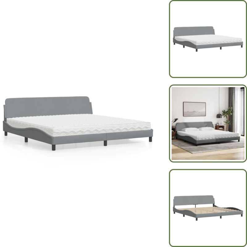 The Living Store - Bett mit Matratze Hellgrau 200x200 cm Stoff - Bettsofa - Boxspringbetten - Doppelbett - Schlafzimmermöbel - Lattenrost