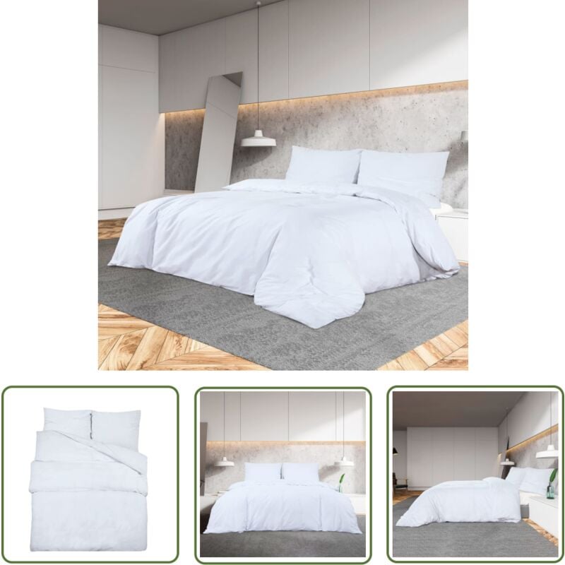 The Living Store - Bettwäsche-Set Weiß 260x220 cm Baumwolle - Bettsachen - Bettwäsche - Baumwollbettwäsche - Weißes Bettwäsche - Doppelbett