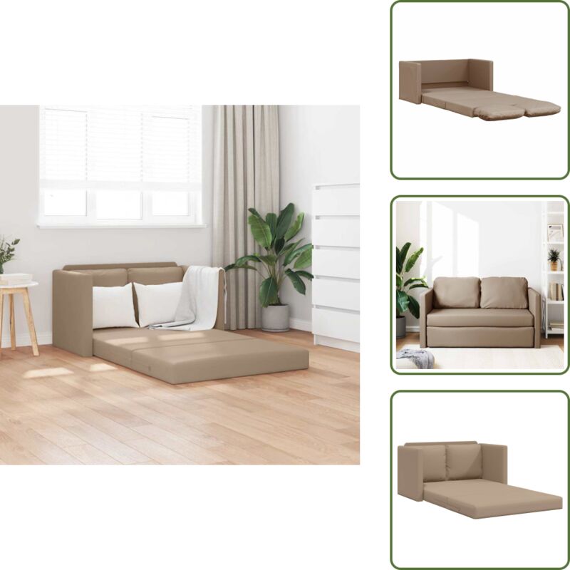 The Living Store - Bodensofa mit Schlaffunktion Cappuccino-Braun Kunstleder - Bodensofa - Couch - Schlafcouch - Gästebett - Kleines Sofa