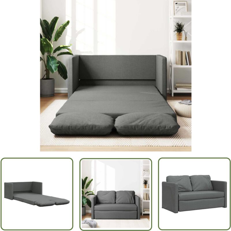 The Living Store - Bodensofa mit Schlaffunktion Dunkelgrau 112x174x55 cm Stoff - Bodensofa - Schlafcouch - Gästebett - Couchtisch - Wohnzimmermöbel