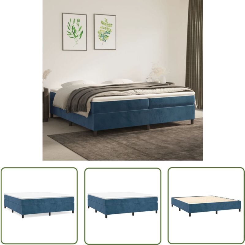 The Living Store Bettgestell ohne Matratze Dunkelblau 200x200 cm Samt - Samtbett - Doppelbett - Boxspringbetten - Betten Blau - Luxusbett