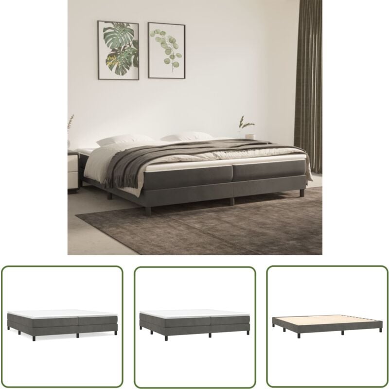 The Living Store - Bettgestell ohne Matratze Dunkelgrau 200x200 cm Samt - Samtbettwäsche - Doppelbett - Boxspringbett - Lattenrost - Bettsofa