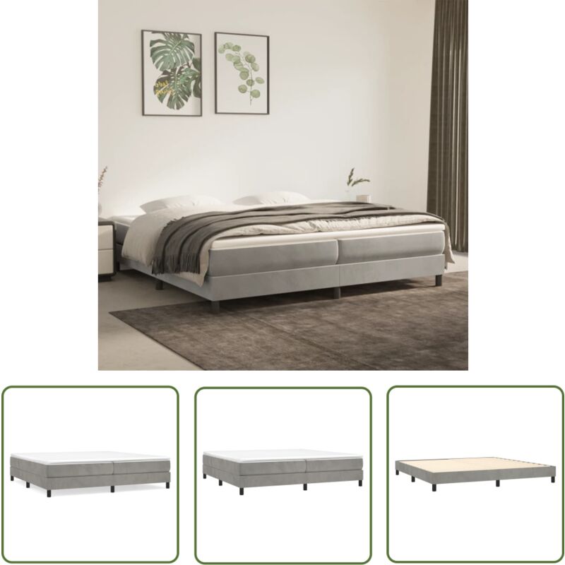 The Living Store Bettgestell ohne Matratze Hellgrau 200x200 cm Samt - Samtbett - Doppelbett - Boxspringbetten - Bettenrahmen - Hellgraues Bett
