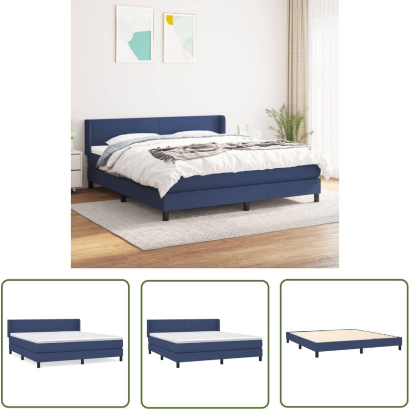 The Living Store Boxspringbett mit Matratze Blau 180x200 cm Stoff - Boxspringbett - Doppelbett - Schlafraum - Blau - Bettsofa