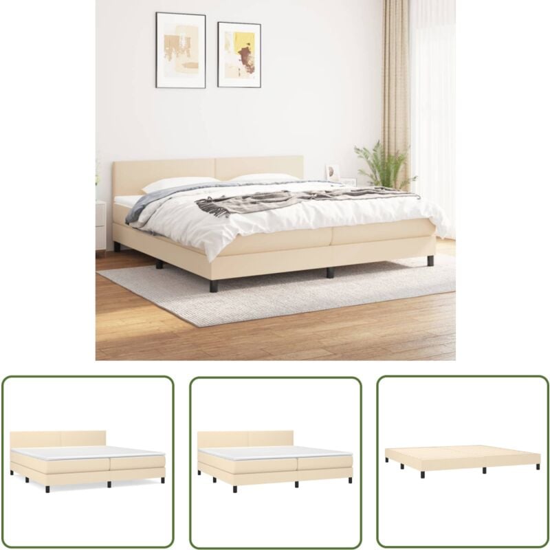 The Living Store - Boxspringbett mit Matratze Creme 200x200 cm Stoff - Boxspringbett - Doppelbett - Cremefarbenes Bett - Bettrahmen - Matratze