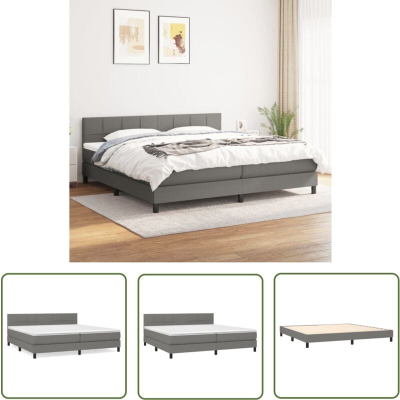 The Living Store - Boxspringbett mit Matratze Dunkelgrau 200x200 cm Stoff - Boxspringbett - Doppelbett - Bettsofa - Schlafsystem - Lattenrost
