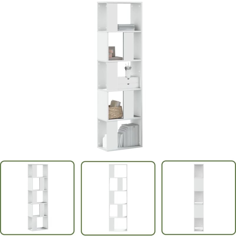 The Living Store Bücherregal 5 Böden Weiß 45x23,5x162,5 cm Holzwerkstoff - Bucherregal - Holzkasten - Aufbewahrungssystem - Etagenregal - Möbelstück