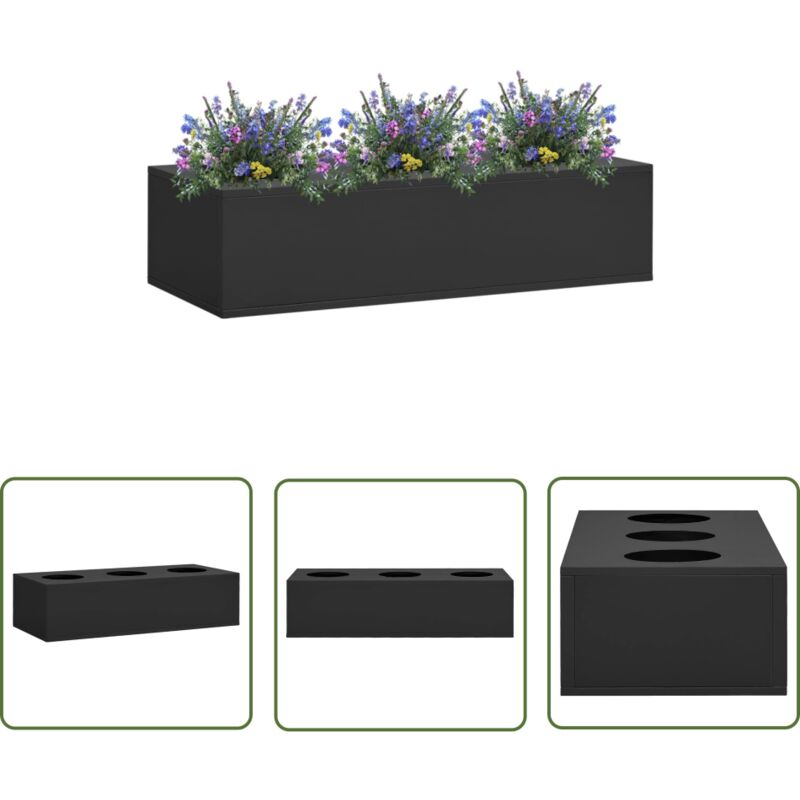 The Living Store - Büro-Blumenkasten Anthrazit 90x40x23 cm Stahl - Büro Blumenkasten - Stahl Blumenkasten - Anthrazit Blumenkasten - Großer