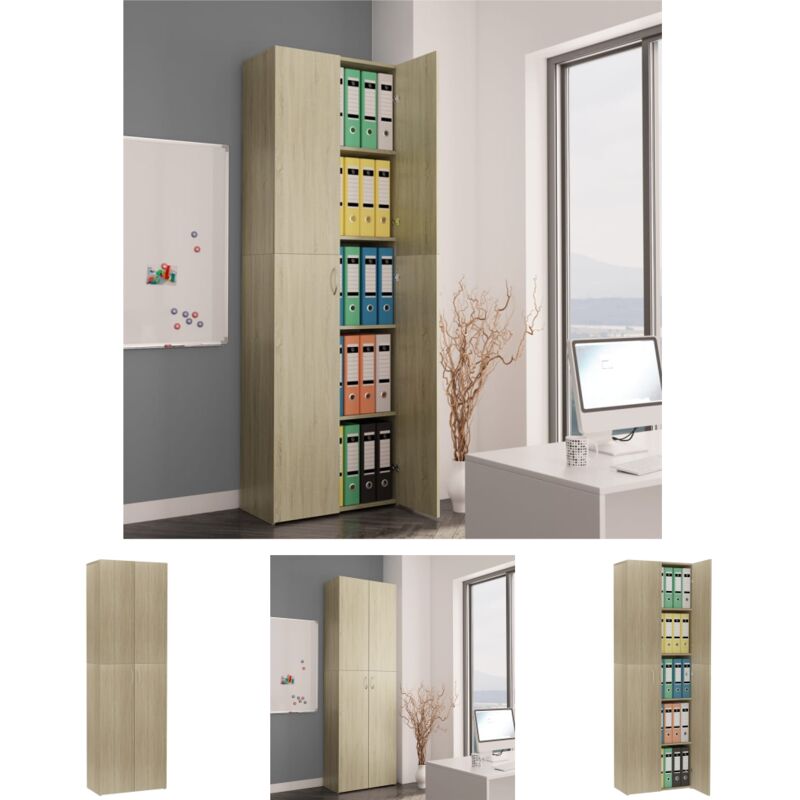 The Living Store - Büroschrank Sonoma-Eiche 60x32x190 cm Holzwerkstoff - Aktenschränke - Braun