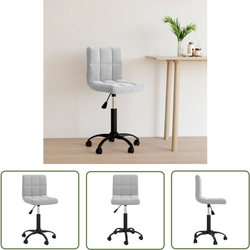 The Living Store Bürostuhl Drehbar Hellgrau Samt - Drehstuhl - Bürostuhl - Schreibtischstuhl - Samtsessel - Ergonomischer Stuhl