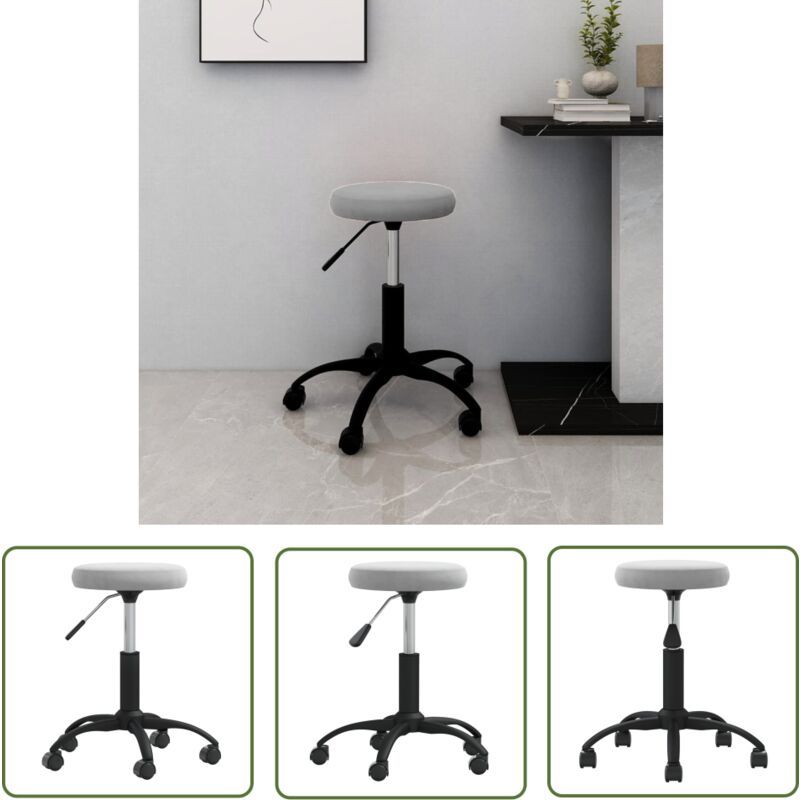 The Living Store - Bürostuhl Drehbar Hellgrau Samt - Bürostuhl - Drehstuhl - Samtsessel - Schreibtischstuhl - Homeoffice