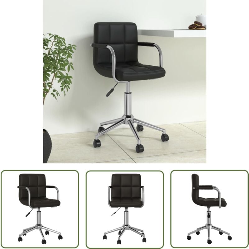 The Living Store Bürostuhl Drehbar Schwarz Kunstleder - Drehbares Bürostuhl - Bürostuhl Schwarz - Arbeitsplatzstuhl - Schreibtischstuhl