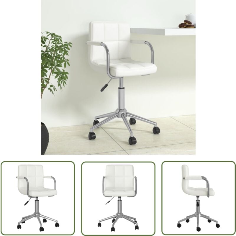 The Living Store Bürostuhl Drehbar Weiß Kunstleder - Bürostuhl - Drehstuhl - Schreibtischstuhl - Arbeitsplatzstuhl - Ergonomischer Stuhl