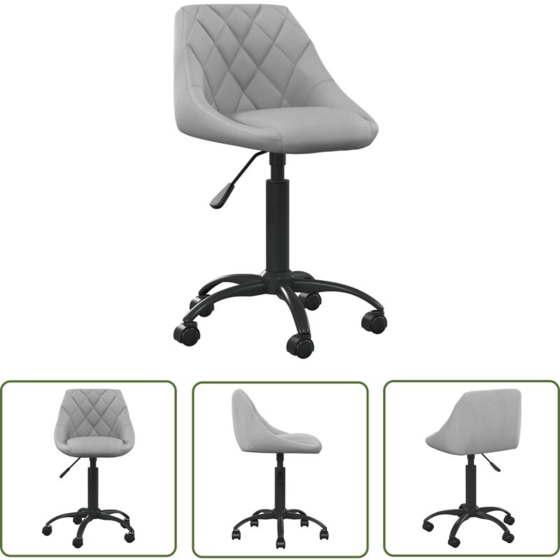 The Living Store - Bürostuhl Hellgrau Samt - Bürostuhl - Schreibtischstuhl - Ergonomischer Stuhl - Höhenverstellbar - Drehstuhl