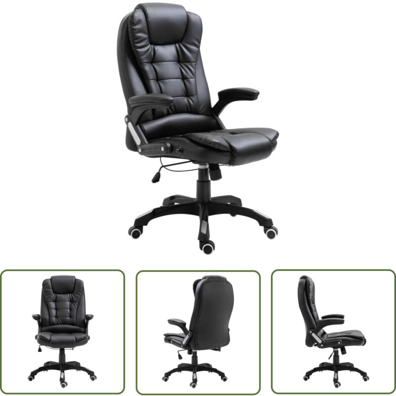 The Living Store - Bürostuhl Schwarz Kunstleder - Bürostuhl - Arbeitsplatzstuhl - Ergonomischer Stuhl - Drehstuhl - Lederlook