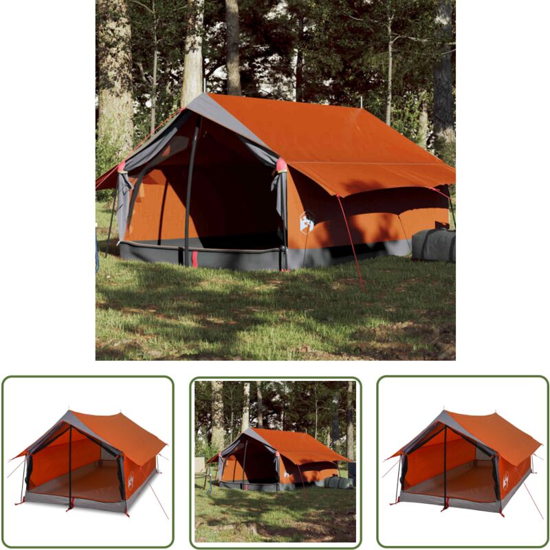 The Living Store - Campingzelt 2 Personen Grau und Orange Wasserfest - Campingzelt - Zelte - A-Form Zelt - Zwei-Personen-Zelt - Wassersdichtes Zelt