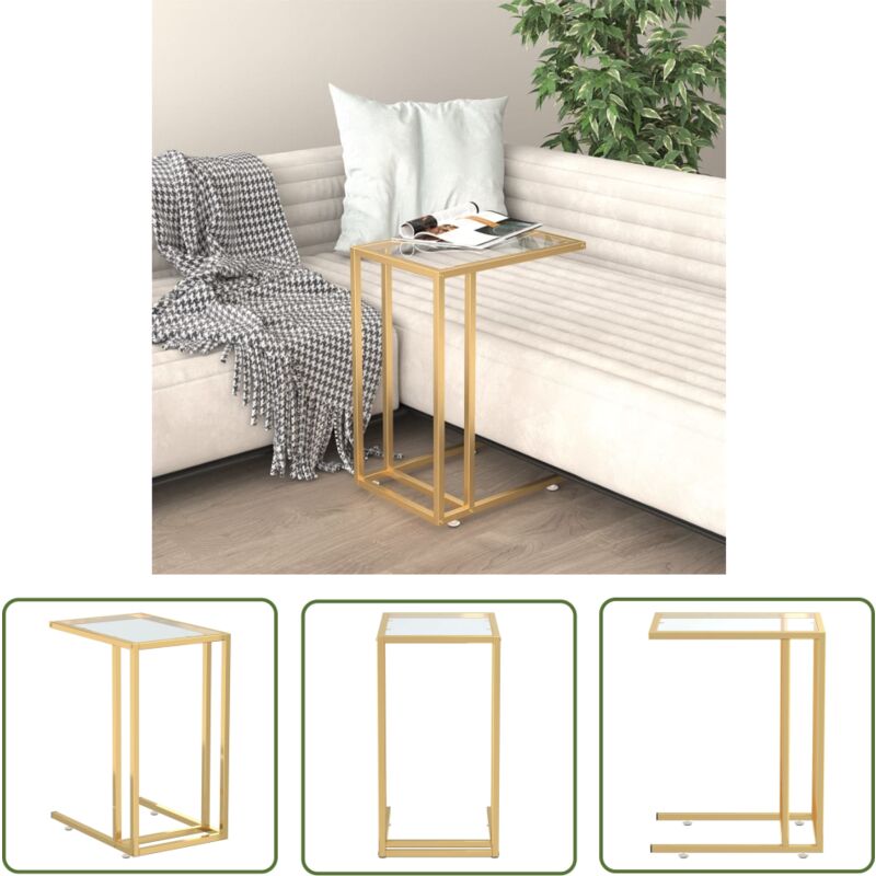 The Living Store Computer-Beistelltisch Transparent 50x35x65 cm Hartglas - Computertisch - Beistelltisch - Wohnzimmertisch - Side Table