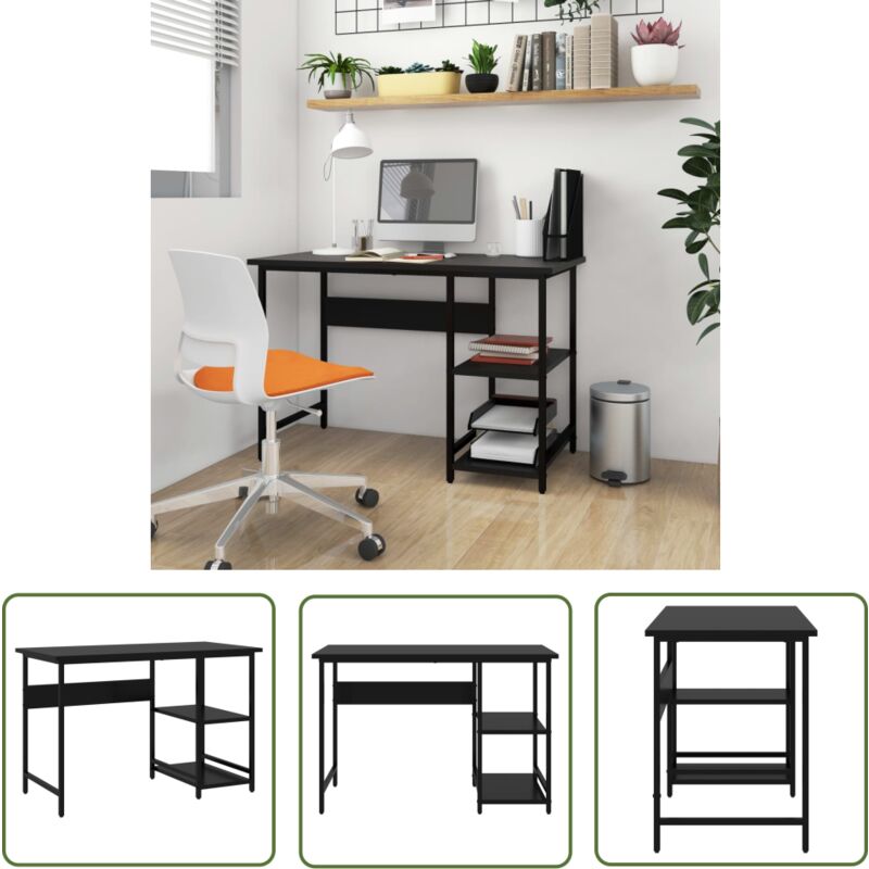 The Living Store - Computertisch Schwarz 105x55x72 cm mdf und Metall - PC-Tisch - Schreibtisch - Bürostuhl - Home Office - Schwarz