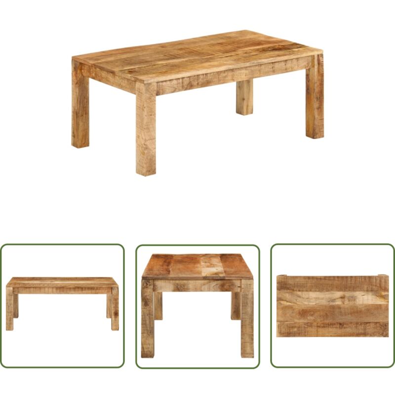 The Living Store - Couchtisch 100x55x40 cm Massivholz Mango - Holz Couchtisch - Mangoholz Couchtisch - Wohnzimmerschmuck - Couchtisch Vintage