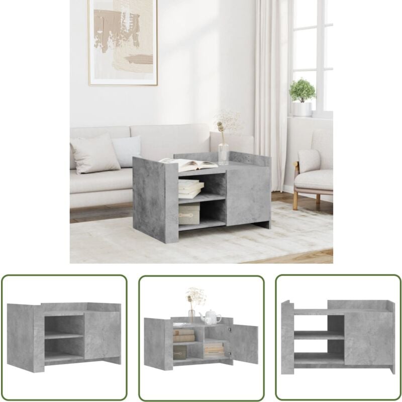 The Living Store - Couchtisch Betongrau 80x50x50 cm Holzwerkstoff - Betonoptik Couchtisch - Wohnzimmer Deko - Sideboard - tv Stand - Möbelstück