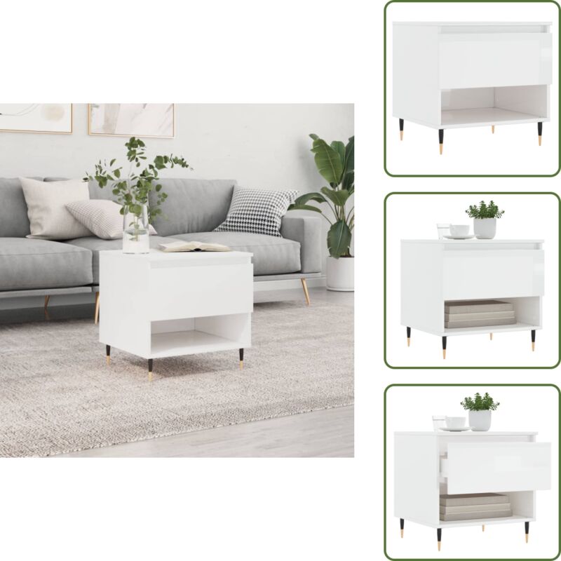 The Living Store - Couchtisch Hochglanz-Weiß 50x46x50 cm Holzwerkstoff - Couchtisch - Wohnzimmerstil - Holzwerkstoff - Weißer Couchtisch - Modernes