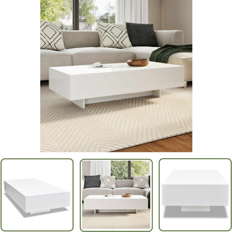 The Living Store - Couchtisch Hochglanz Weiß - Couchtisch - Weißer Couchtisch - Hochglanz-Tisch - Wohnzimmertisch - Sideboard