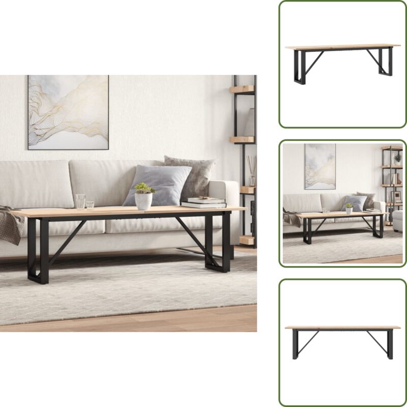 The Living Store - Couchtisch O-Gestell 160x40x45 cm Massivholz Kiefer & Gusseisen - Holz Couchtisch - Kiefernholz Couchtisch - Massivholzt Tisch