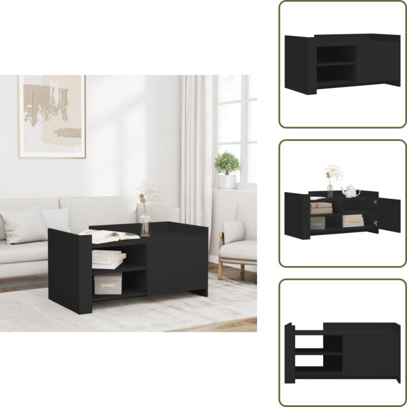 The Living Store - Couchtisch Schwarz 100x50x50 cm Holzwerkstoff - Schwarzer Couchtisch - Holzwerkstoff Couchtisch - Wohnzimmertisch - Beistelltisch