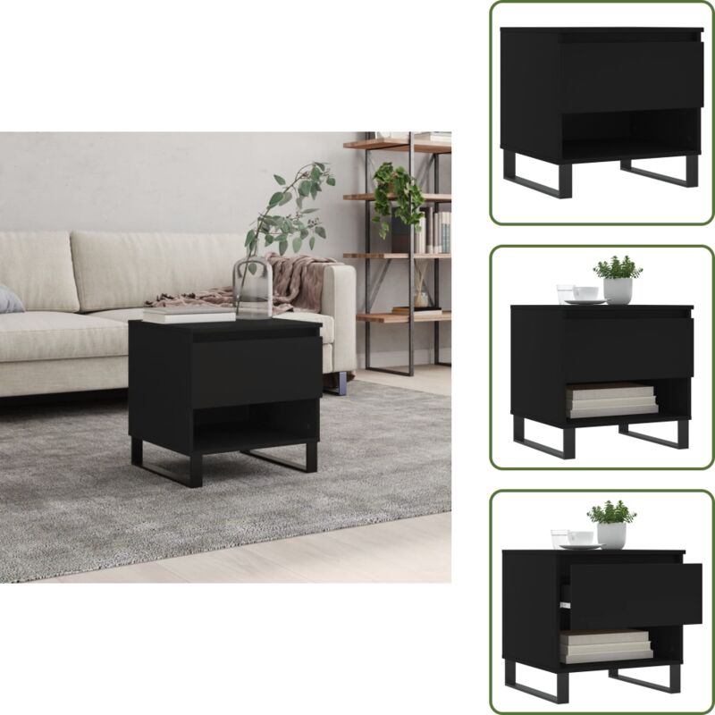The Living Store - Couchtisch Schwarz 50x46x50 cm Holzwerkstoff - Eleganter Couchtisch - Wohnzimmerstil - Holzwerkstofftisch - Couchtisch Schwarz