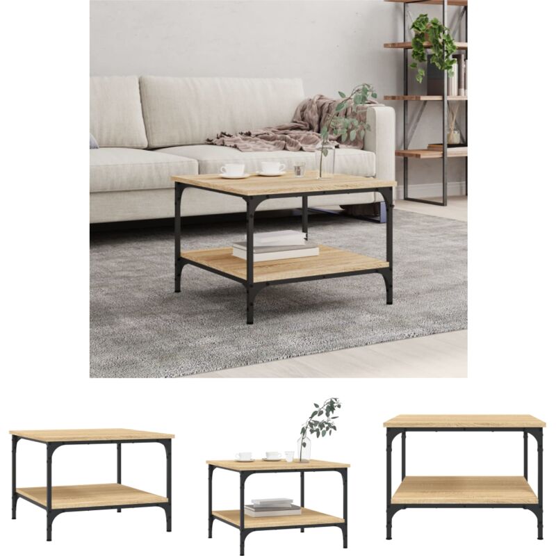 Holz Couchtisch - vidaXL Couchtisch Sonoma-Eiche 55x55x40 cm Holzwerkstoff - Stauraum Couchtisch