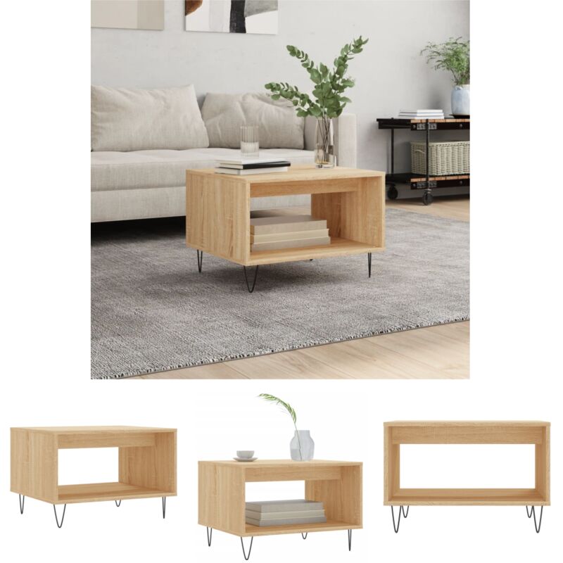 Stauraum Couchtisch - vidaXL Couchtisch Sonoma-Eiche 60x50x40 cm Holzwerkstoff - Stabiler Couchtisch