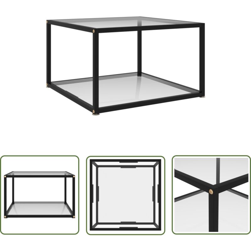 Devenirriche - The Living Store Couchtisch Transparent 60x60x35 cm Hartglas - Couchtisch - Glastisch - Moderner Couchtisch - Esszimmertisch