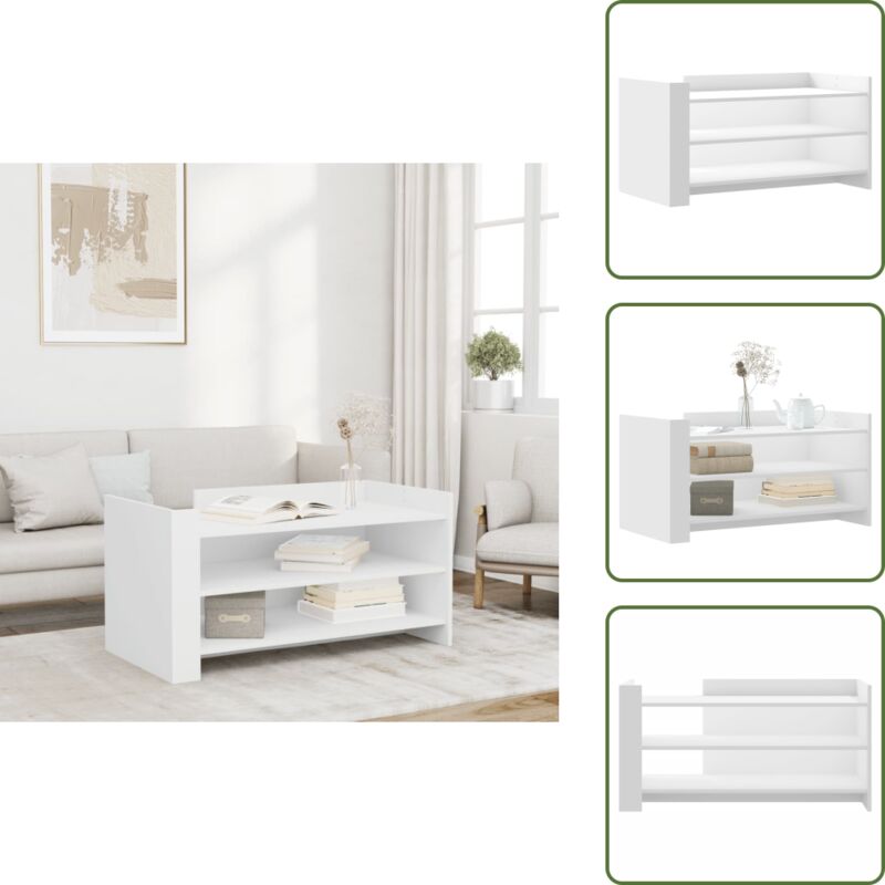 The Living Store - Couchtisch Weiß 100x50x50 cm Holzwerkstoff - Couchtisch - Wohnzimmerstil - Weißer Couchtisch - Holzwerkstoff Möbel - tv Stand