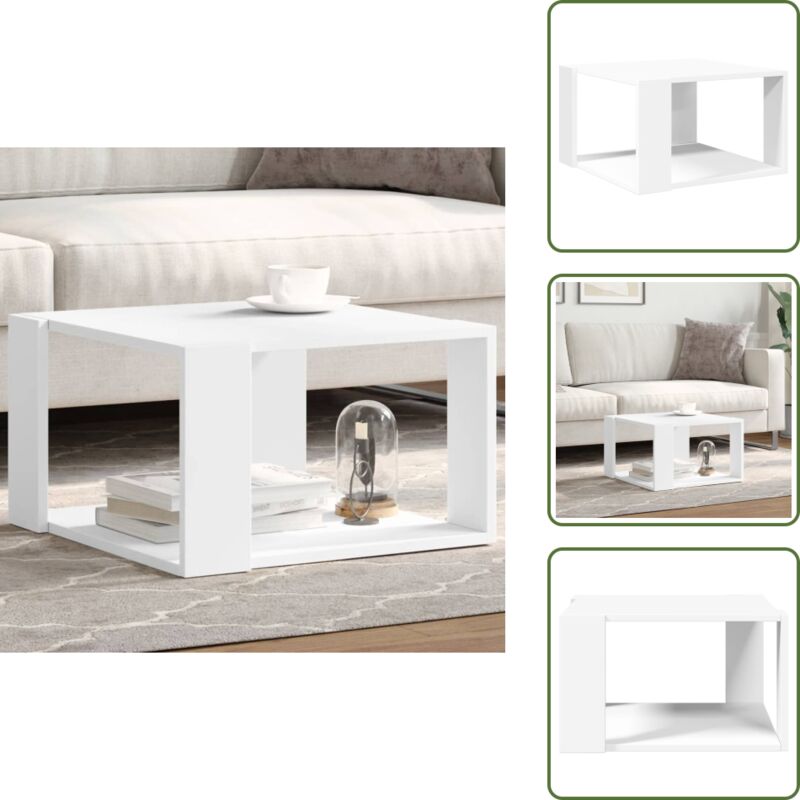 The Living Store - Couchtisch Weiß 51,5x51,5x30 cm Holzwerkstoff - Couchtisch - Wohnzimmerschreibtisch - Holzwerkstoff Möbel - Weißer Couchtisch