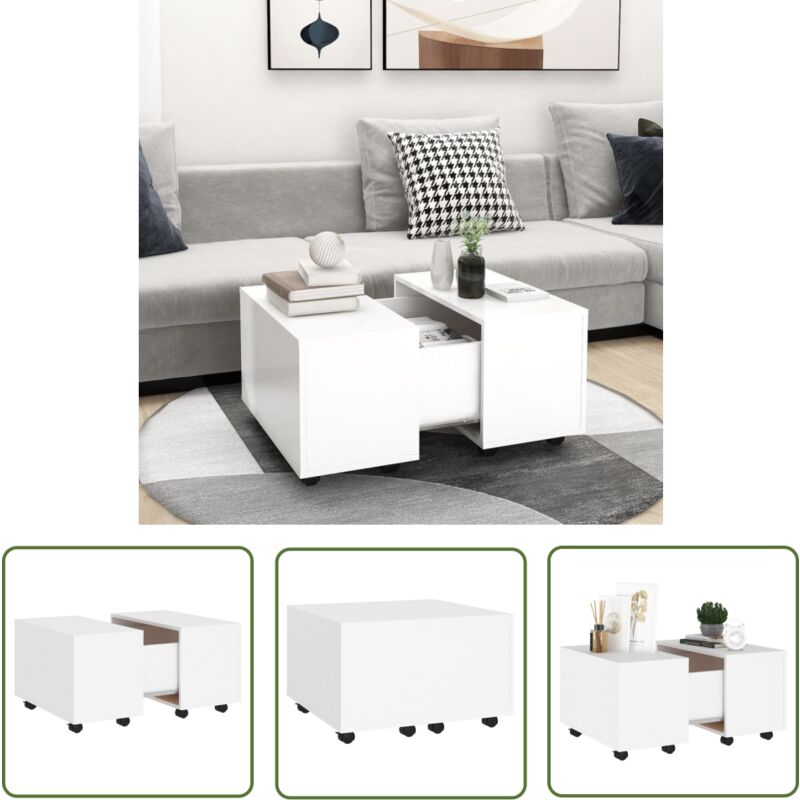 The Living Store Couchtisch Weiß 60x60x38 cm Holzwerkstoff - Couchtisch - Wohnzimmertisch - Weißer Couchtisch - Holzwerkstoff Couchtisch