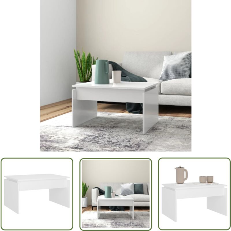 The Living Store - Couchtisch Weiß 68x50x38 cm Holzwerkstoff - Couchtisch - Beistelltisch - Wohnzimmer Dekoration - Weißer Couchtisch - Holzt Tisch