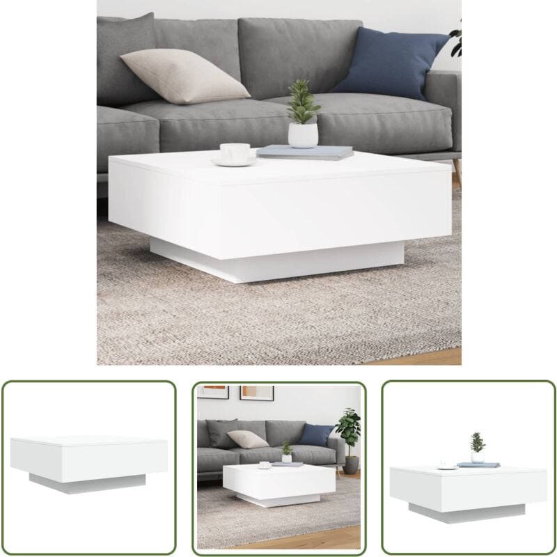 The Living Store - Couchtisch Weiß 80x80x31 cm Holzwerkstoff - Moderner Couchtisch - Wohnzimmerstil - Holzwerkstoff Möbel - Weißer Couchtisch