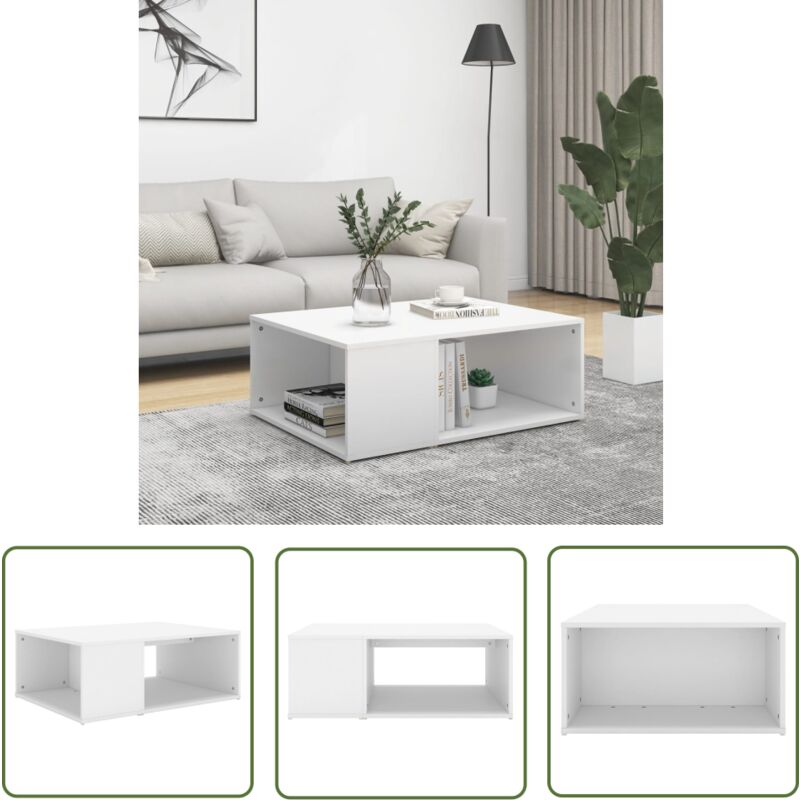 The Living Store - Couchtisch Weiß 90x67x33 cm Holzwerkstoff - Couchtisch - Wohnzimmerstil - Weißer Couchtisch - Beistelltisch - Sideboard
