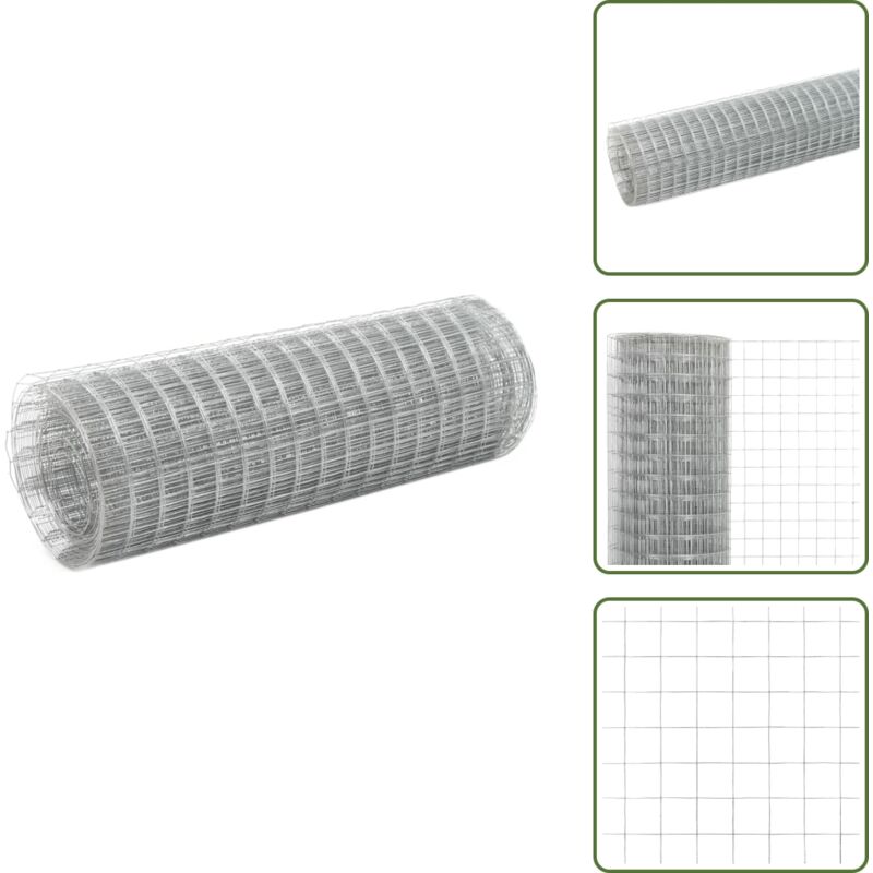 The Living Store - Maschendraht Verzinkter Stahl 10x0,5 m Silbern - Zaun - Maschendraht - Gartenzaun - Drahtgeflecht - Vogelvoliere