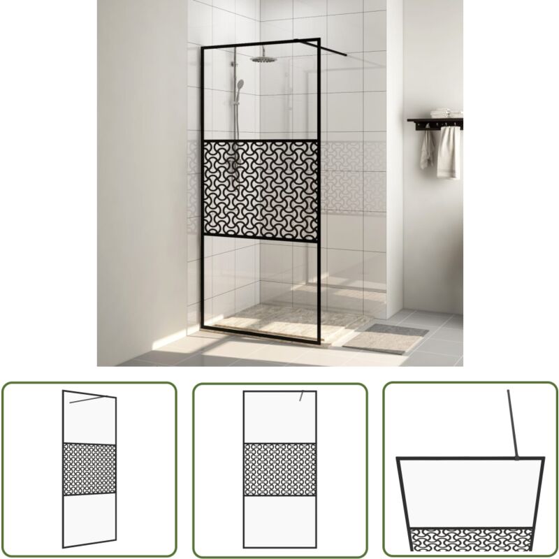 The Living Store Duschwand für Begehbare Dusche mit Klarem ESG Glas 100x195 cm - Duschwand - ESG-Glas - Sicherheitsglas - Duschkabine - Walk-in Dusche