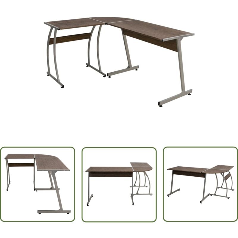 The Living Store - Eckschreibtisch Braun Holzwerkstoff - Eckschreibtisch - Schreibtisch Braun - Bürostuhl - Home Office - Arbeitsplatzgestaltung