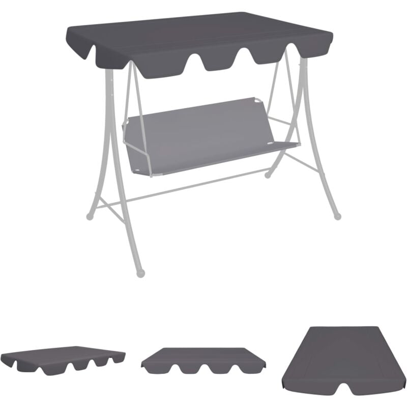 The Living Store - Ersatzdach für Hollywoodschaukel Anthrazit 150/130x105/70 cm - Dächer für Pavillions - Anthrazit