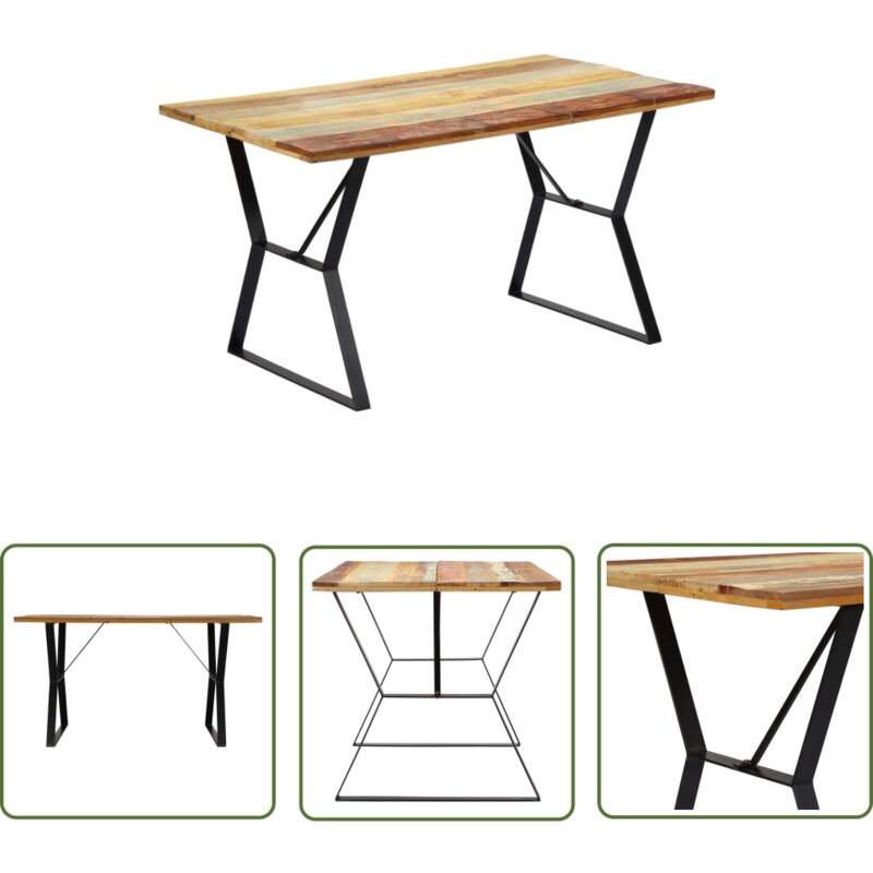 The Living Store - Esstisch 140x80x76 cm Altholz Massiv - Holztisch - Esstisch - Antiquitäten Stil - Recyceltes Holz - Vintage Tisch