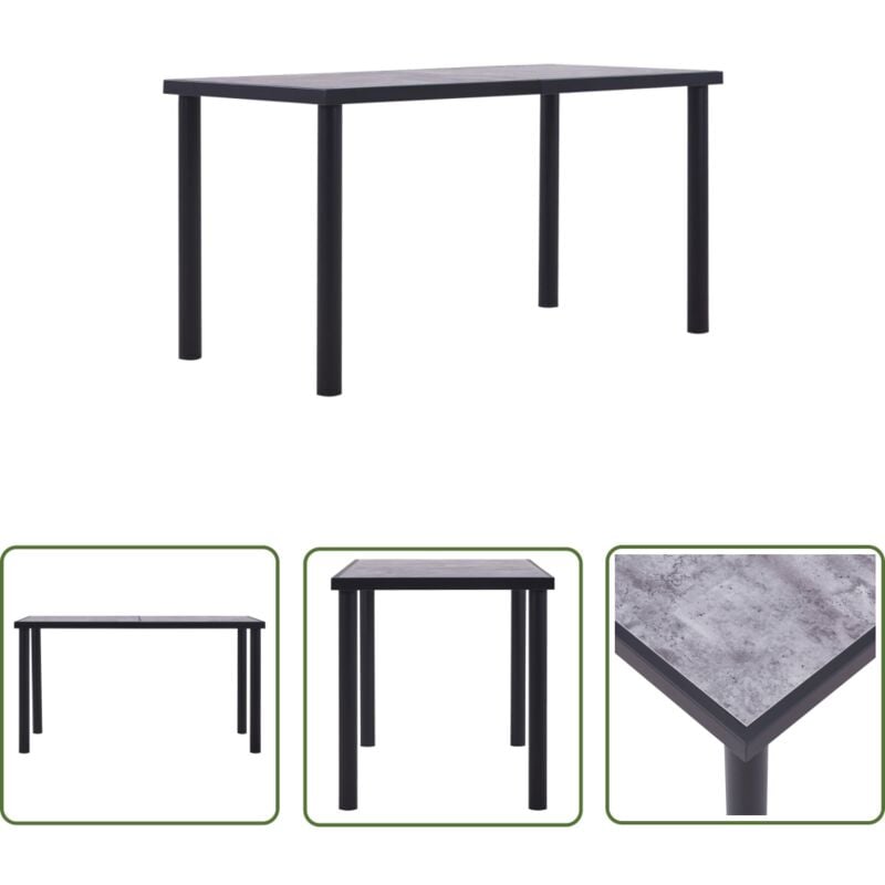 The Living Store Esstisch Schwarz und Betongrau 140 x 70 x 75 cm MDF - Esstisch - Moderner Esstisch - Schwarzer Esstisch - Grauer Esstisch