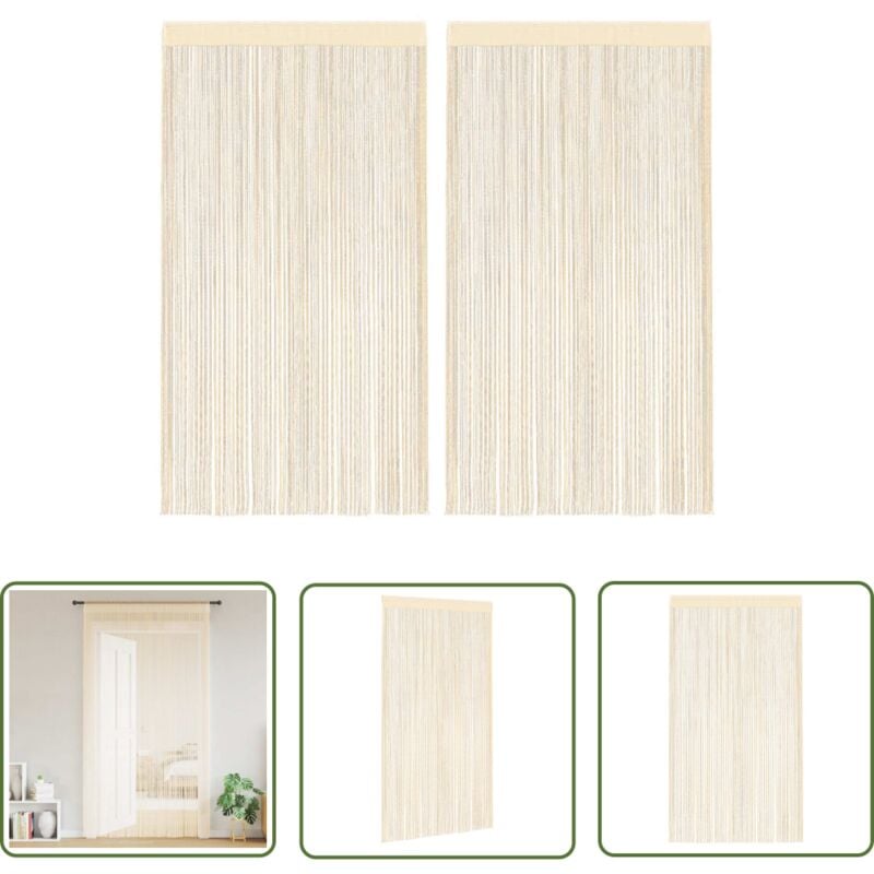 The Living Store Fadenvorhänge 2 Stk. 140 x 250 cm Cremefarben - Fensterdeko - Vorhänge - Gardinen - Cremefarbene Vorhänge - Wohnaccessoires