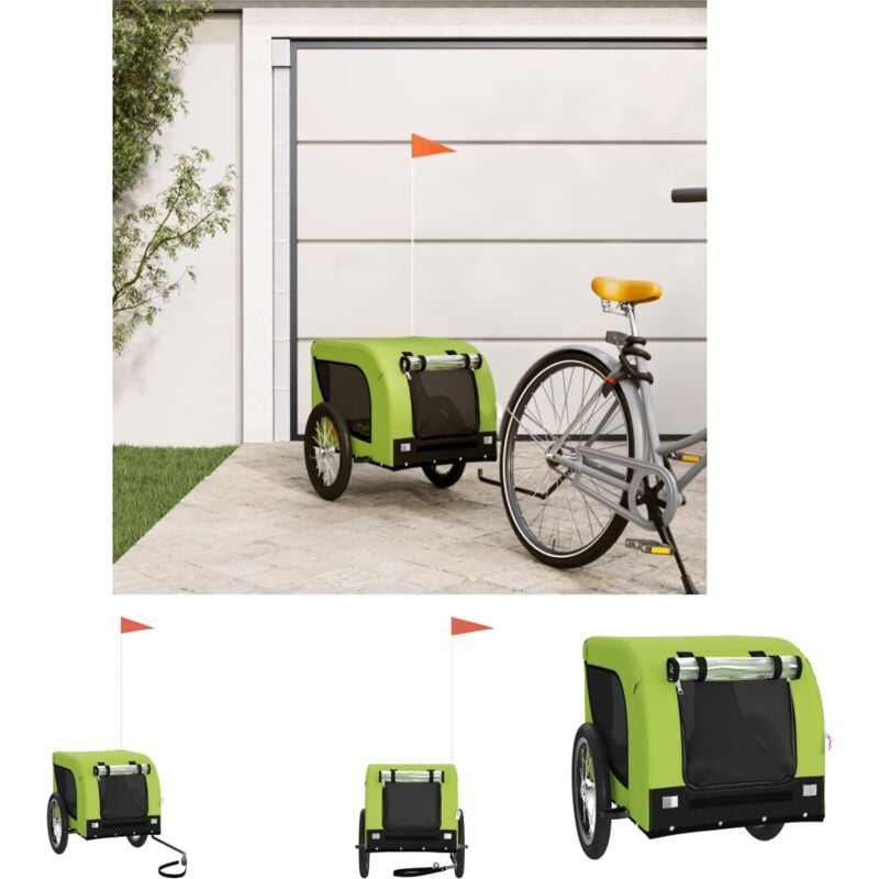 The Living Store - Fahrradanhänger Hunde Grün und Schwarz Oxford-Gewebe & Eisen - Pet-Stroller - Grün