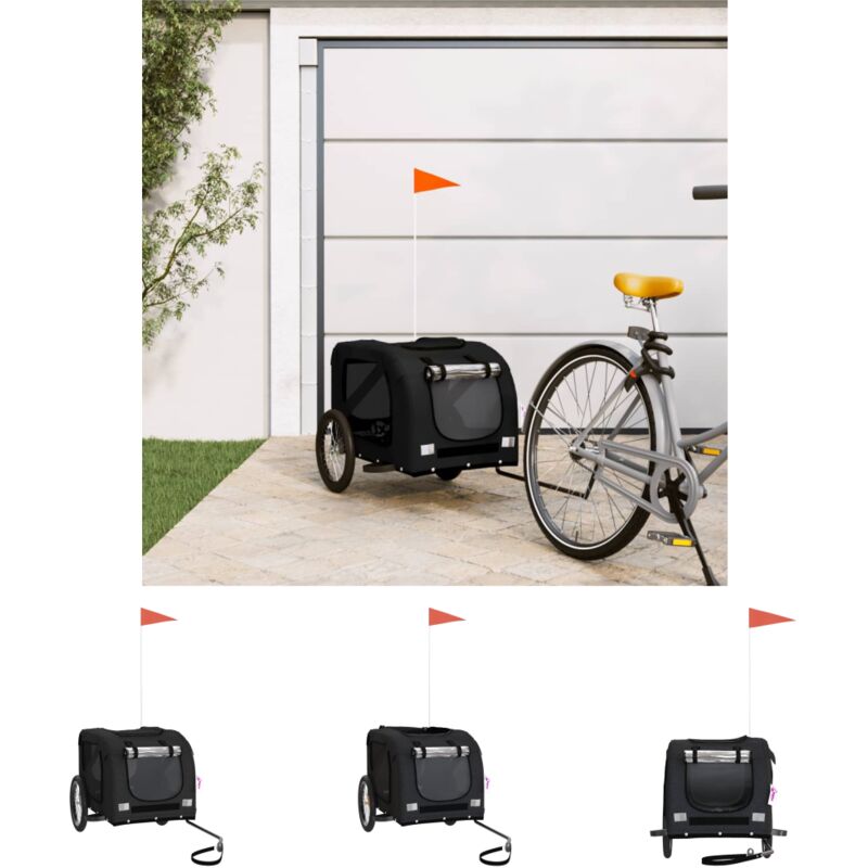 The Living Store - Fahrradanhänger Hunde Schwarz Oxford-Gewebe und Eisen - Pet-Stroller - Schwarz