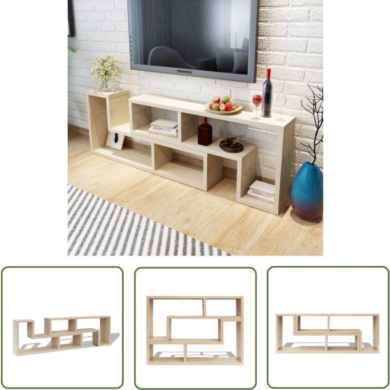 The Living Store - Fernsehschrank doppelt L-förmig Eiche - TV-Schrank - Eichenholz - Wohnzimmermöbel - Fernseherregal - Möbelstück